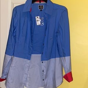 Express Blue and Red Button Down Shirt